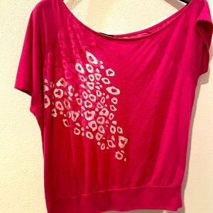 torrid Hot Pink Dolman Top with White Leopard Print